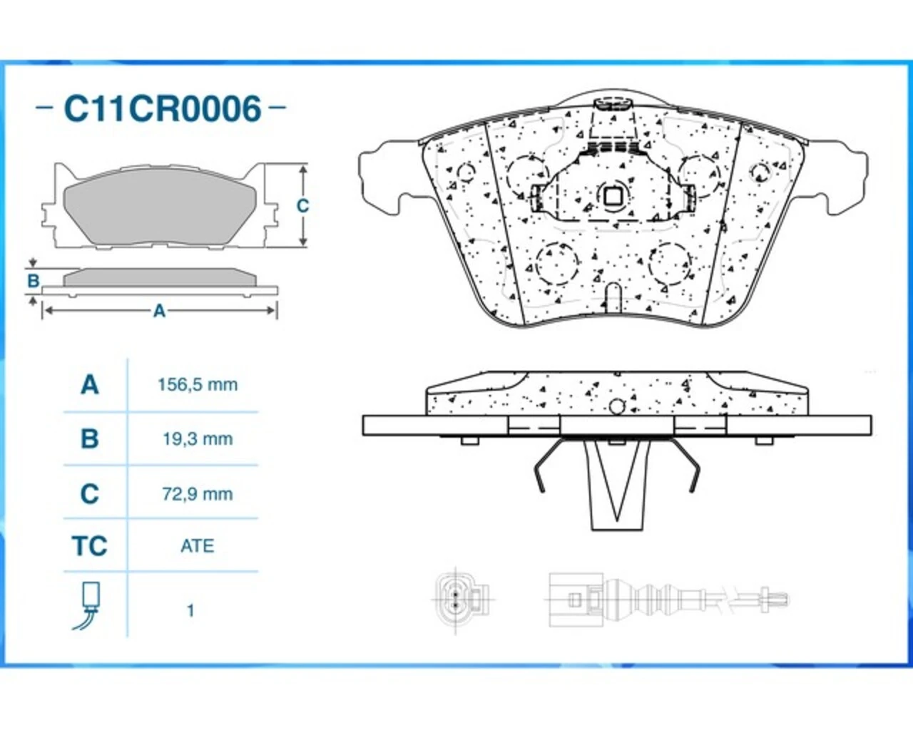 C11CR0006 CWORKS Комплект тормозных колодок, дисковый тормоз (фото 3)