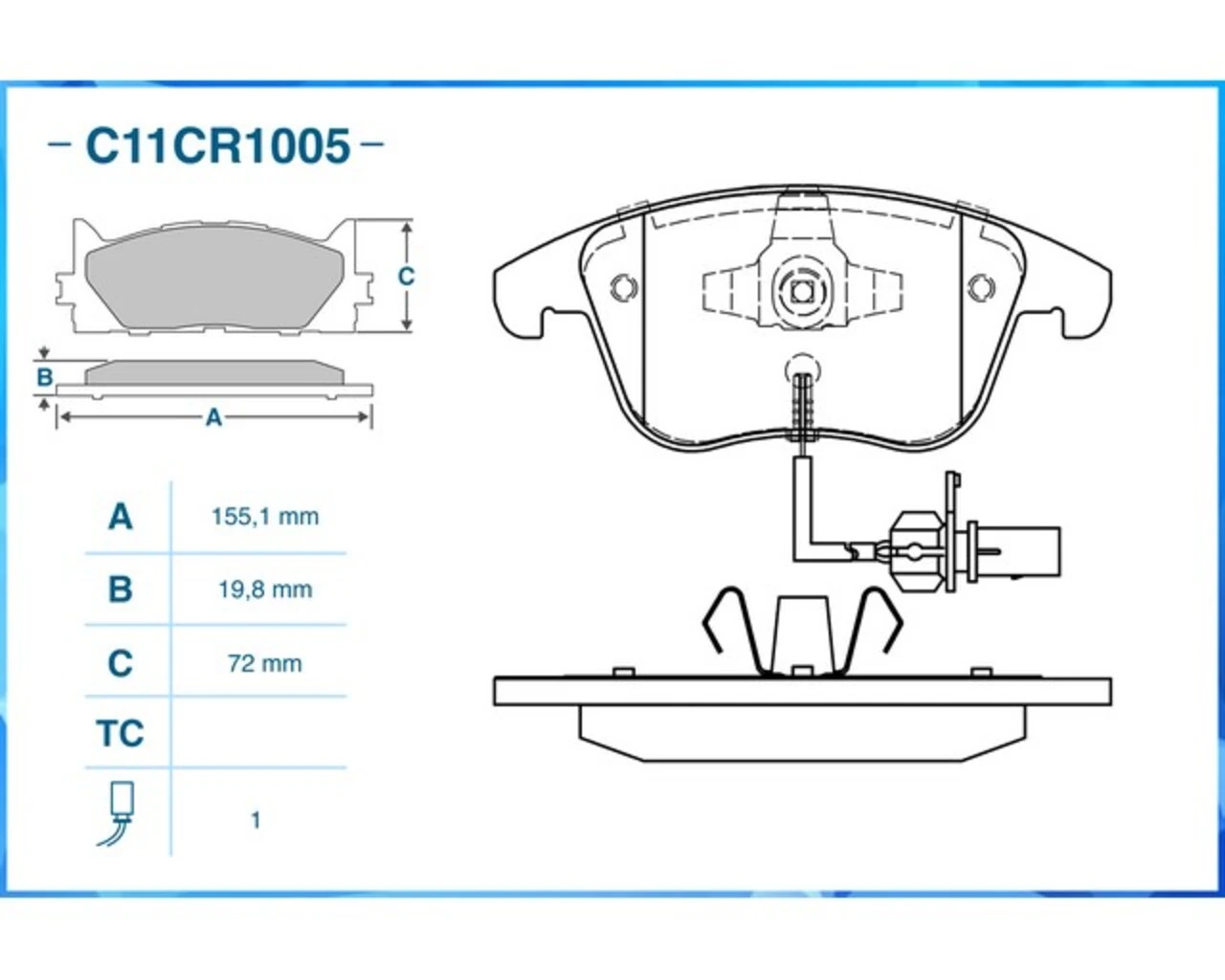 C11CR1005 CWORKS Комплект тормозных колодок, дисковый тормоз (фото 3)