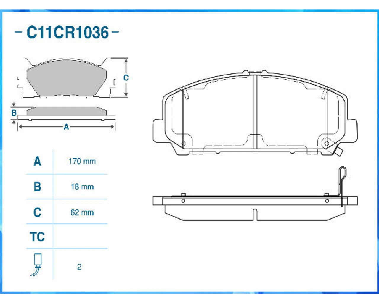 C11CR1036 CWORKS Комплект тормозных колодок, дисковый тормоз (фото 4)