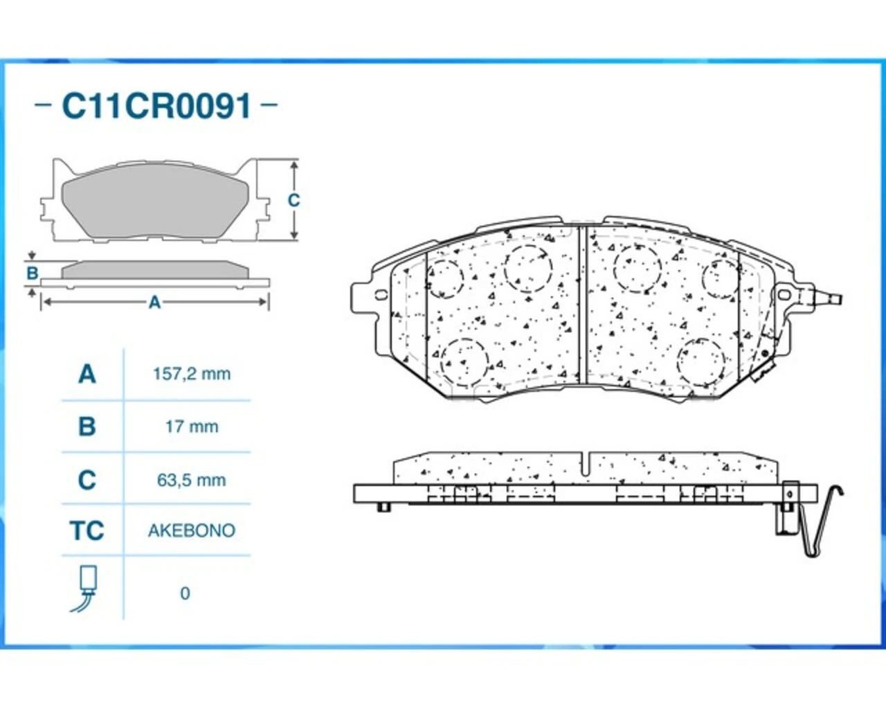 C11CR0091 CWORKS Комплект тормозных колодок, дисковый тормоз (фото 3)