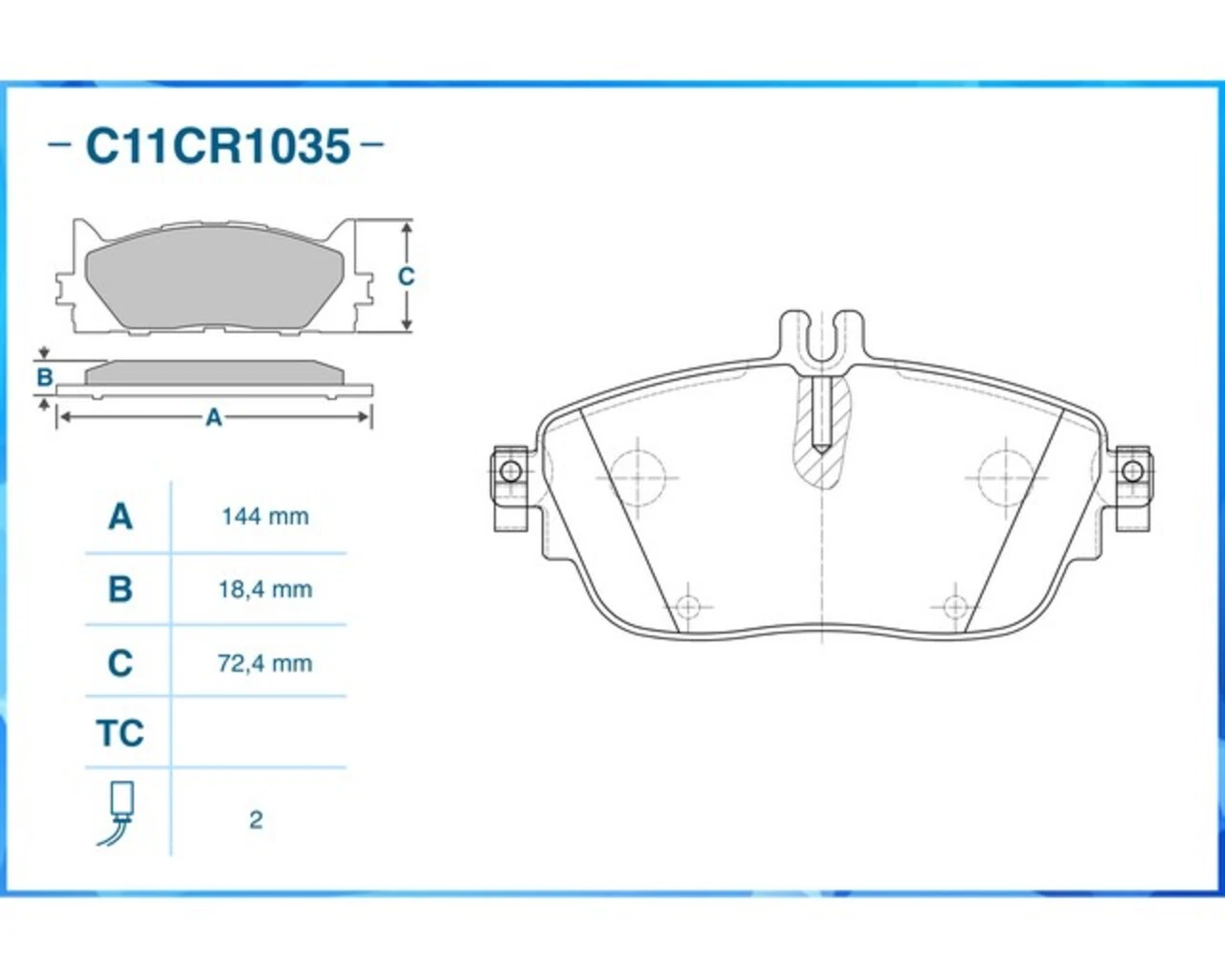 C11CR1035 CWORKS Комплект тормозных колодок, дисковый тормоз (фото 4)