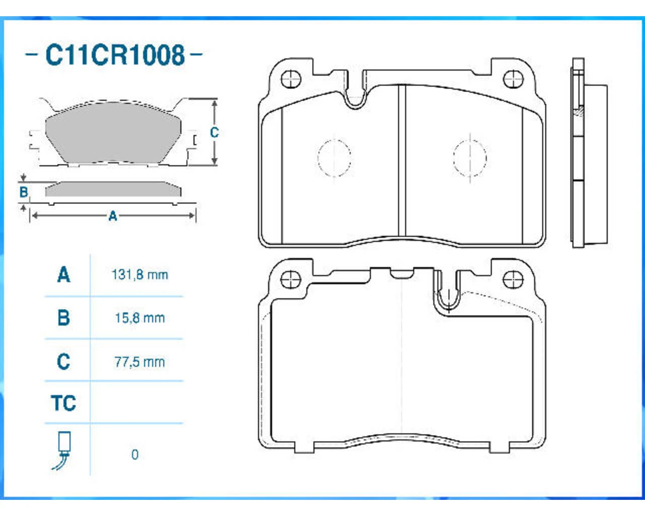 C11CR1008 CWORKS Комплект тормозных колодок, дисковый тормоз (фото 3)