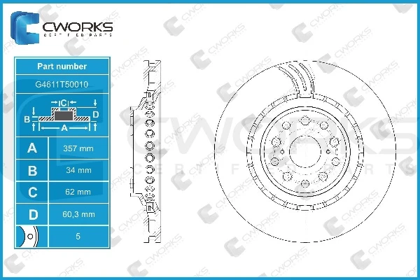 G4611T50010 CWORKS Тормозной диск (фото 4)