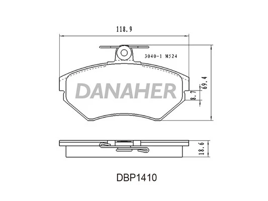 DBP1410 DANAHER Комплект тормозных колодок, дисковый тормоз (фото 2)