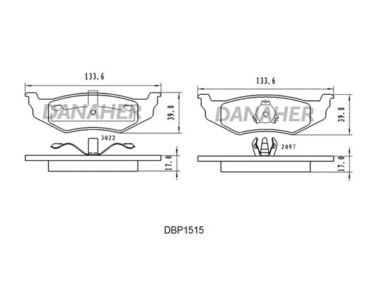 DBP1515 DANAHER Комплект тормозных колодок, дисковый тормоз (фото 2)