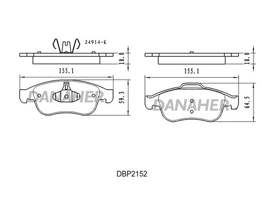 DBP2152 DANAHER Комплект тормозных колодок, дисковый тормоз (фото 2)