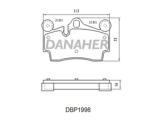 DBP1998 DANAHER Комплект тормозных колодок, дисковый тормоз (фото 2)