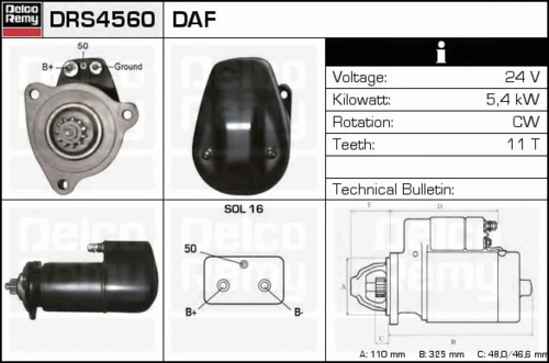 DRS4560 DELCO REMY Стартер (фото 2)