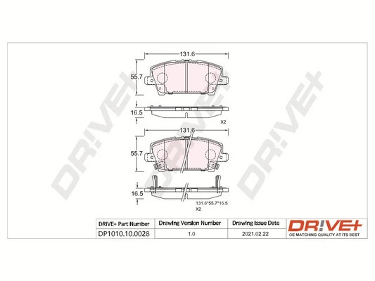 DP1010.10.0028 Dr!ve+ Комплект тормозных колодок, дисковый тормоз (фото 2)