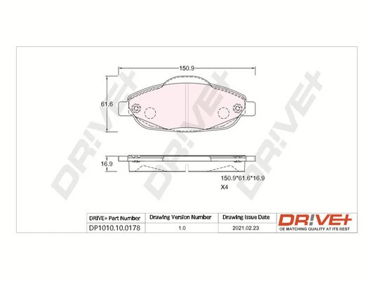 DP1010.10.0178 Dr!ve+ Комплект тормозных колодок, дисковый тормоз (фото 2)