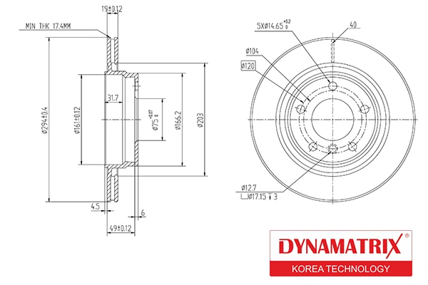 DBD1073 DYNAMAX Диск тормозной (фото 1)