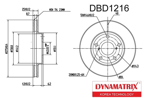 DBD1216 DYNAMAX Тормозной диск (фото 2)