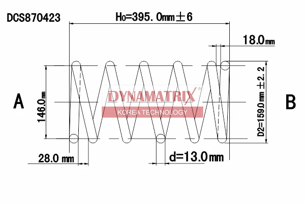 DCS870423 DYNAMAX Пружина подвески (13x159x395x5.5) (фото 1)