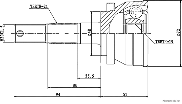J2821014 HERTH+BUSS Шарнирный комплект, приводной вал (фото 2)