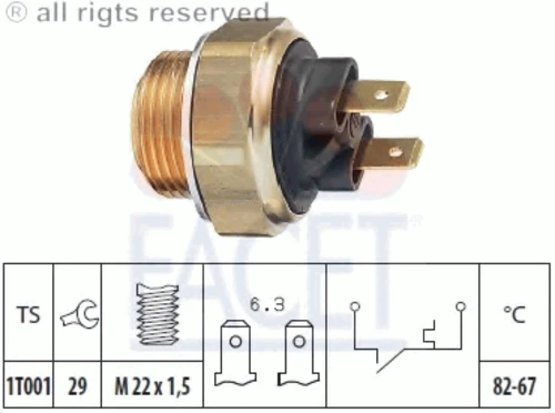 7.5004 FACET Термовыключатель, вентилятор радиатора (фото 2)