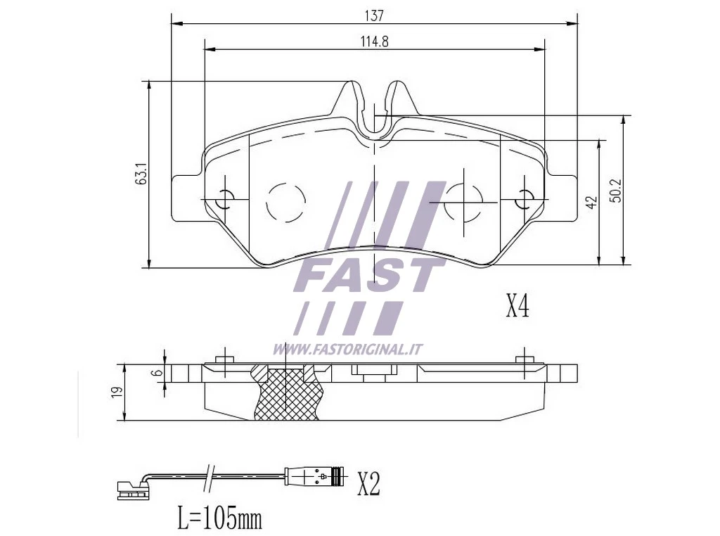 FT29020 FAST Комплект тормозных колодок, дисковый тормоз (фото 4)