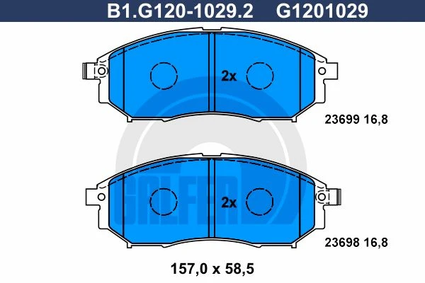 B1.G120-1029.2 GALFER Комплект тормозных колодок, дисковый тормоз (фото 2)