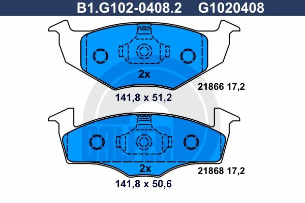 B1.G102-0408.2 GALFER Комплект тормозных колодок, дисковый тормоз (фото 2)