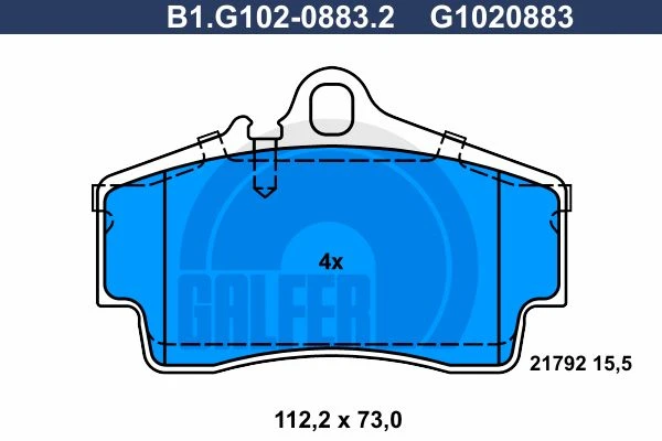 B1.G102-0883.2 GALFER Комплект тормозных колодок, дисковый тормоз (фото 2)