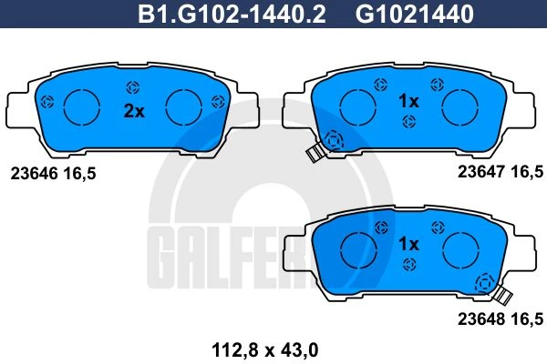 B1.G102-1440.2 GALFER Комплект тормозных колодок, дисковый тормоз (фото 2)