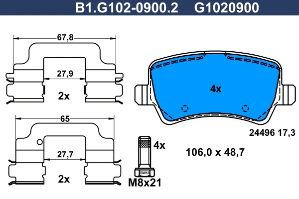 G1020900 GALFER Дисковые тормозные колодки, комплект (фото 1)
