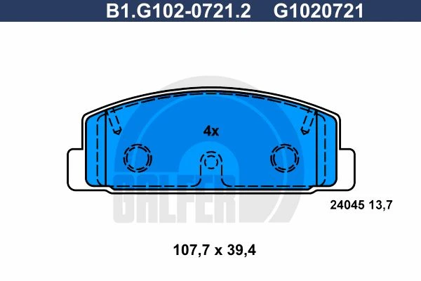 B1.G102-0721.2 GALFER Комплект тормозных колодок, дисковый тормоз (фото 2)