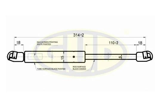 GGS010135 G.U.D Газовая пружина, капот (фото 1)