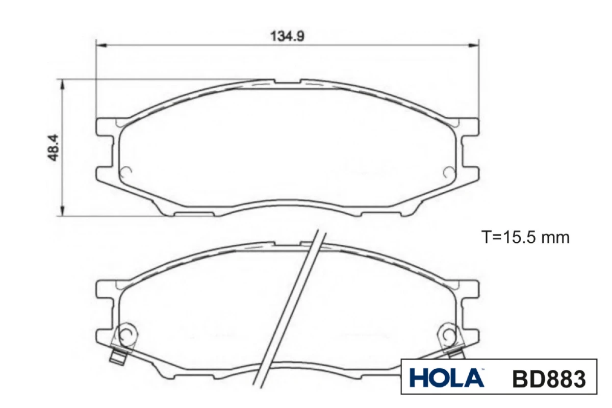 BD883 HOLA Комплект тормозных колодок, дисковый тормоз (фото 3)