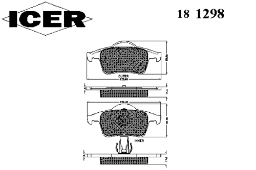 181298 ICER Комплект тормозных колодок, дисковый тормоз (фото 2)