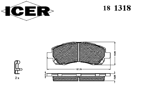 181318 ICER Комплект тормозных колодок, дисковый тормоз (фото 2)
