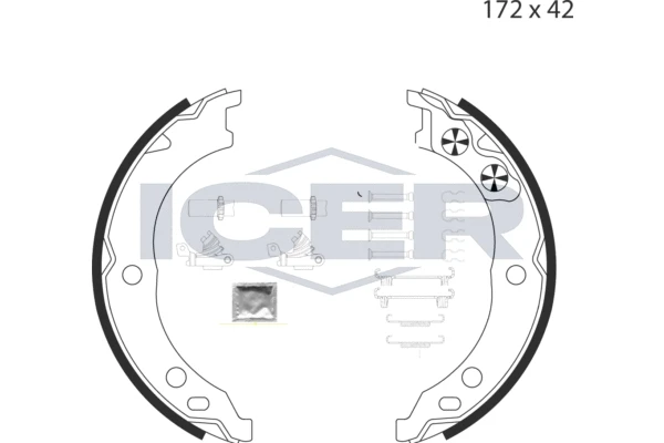 79PB4019 ICER Колодки барабанные ручника citroen, fiat, peugeot boxer 2.0 01>02, (фото 1)