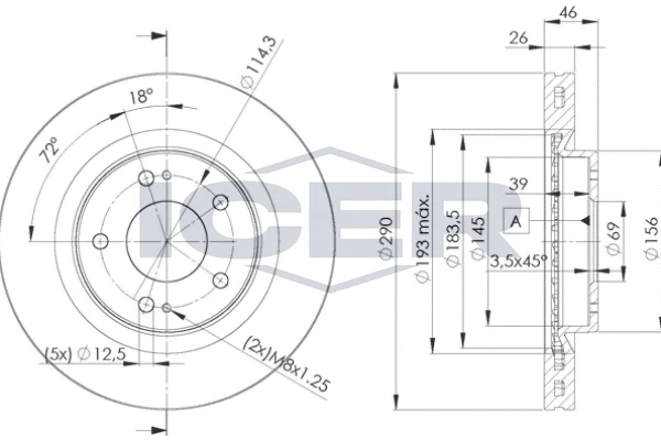 78BD7031 ICER Brake disc front axle mitsubishi: grandis (na_w) (фото 1)