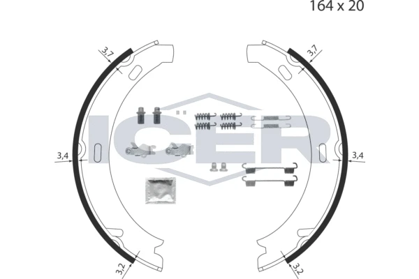 79PB4012 ICER Колодки барабанные ручника chrysler, mb c-class c 160 kompressor 02 (фото 1)