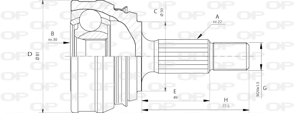 CVJ5005.10 OPEN PARTS Шарнирный комплект, приводной вал (фото 1)