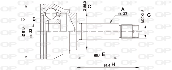 CVJ5012.10 OPEN PARTS Шарнирный комплект, приводной вал (фото 1)