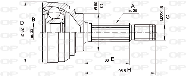 CVJ5022.10 OPEN PARTS Шарнирный комплект, приводной вал (фото 1)