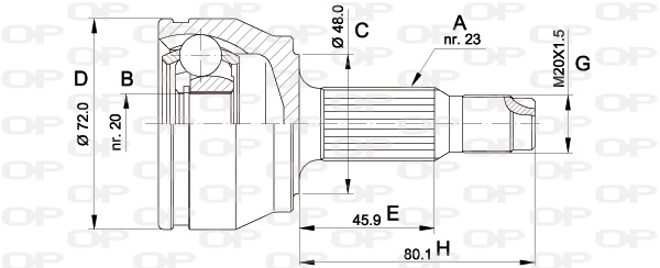 CVJ5037.10 OPEN PARTS Шарнирный комплект, приводной вал (фото 1)