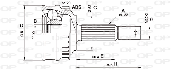 CVJ5053.10 OPEN PARTS Шарнирный комплект, приводной вал (фото 1)
