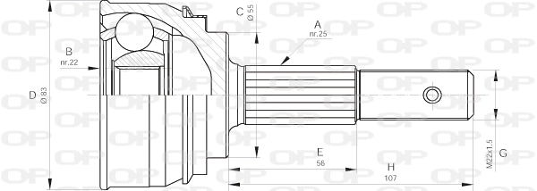 CVJ5163.10 OPEN PARTS Шарнирный комплект, приводной вал (фото 1)