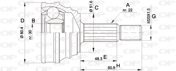 CVJ5190.10 OPEN PARTS Шарнирный комплект, приводной вал (фото 1)