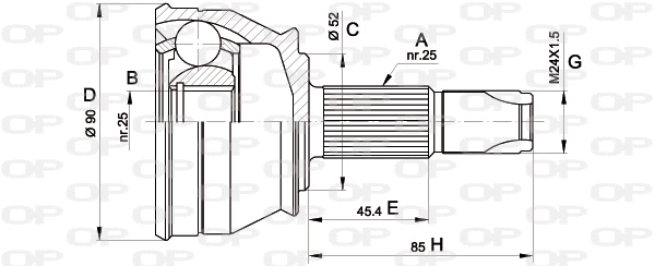 CVJ5211.10 OPEN PARTS Шарнирный комплект, приводной вал (фото 1)
