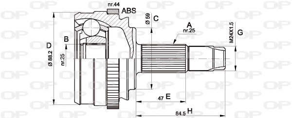 CVJ5214.10 OPEN PARTS Шарнирный комплект, приводной вал (фото 1)