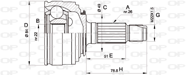 CVJ5219.10 OPEN PARTS Шарнирный комплект, приводной вал (фото 1)