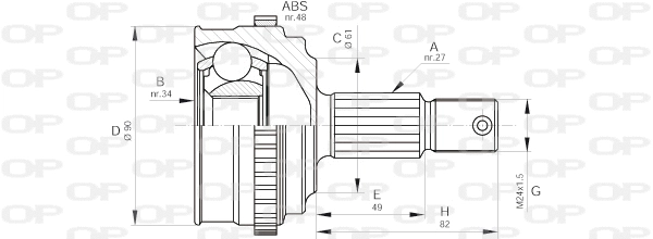 CVJ5220.10 OPEN PARTS Шарнирный комплект, приводной вал (фото 1)