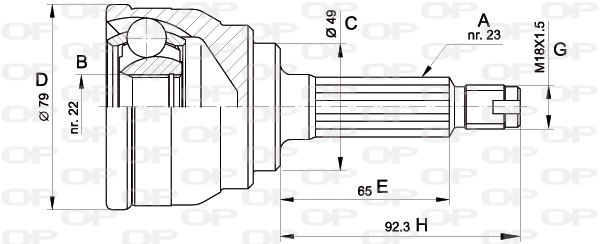 CVJ5246.10 OPEN PARTS Шарнирный комплект, приводной вал (фото 1)