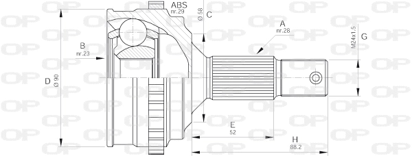 CVJ5257.10 OPEN PARTS Шарнирный комплект, приводной вал (фото 1)