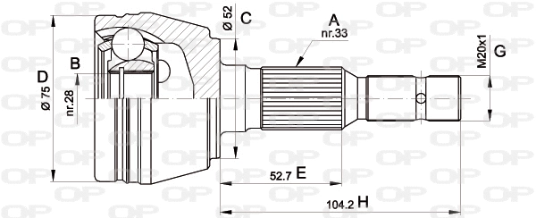 CVJ5285.10 OPEN PARTS Шарнирный комплект, приводной вал (фото 1)