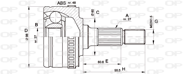 CVJ5293.10 OPEN PARTS Шарнирный комплект, приводной вал (фото 1)