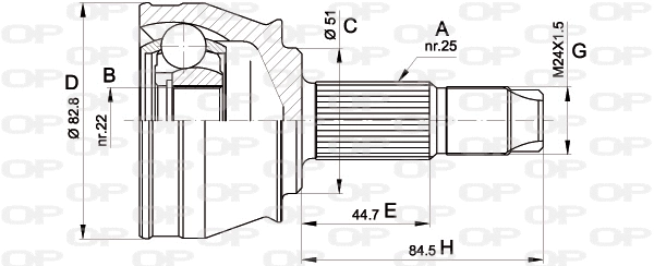 CVJ5302.10 OPEN PARTS Шарнирный комплект, приводной вал (фото 1)