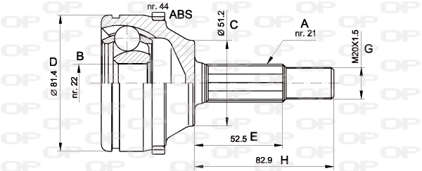 CVJ5306.10 OPEN PARTS Шарнирный комплект, приводной вал (фото 1)